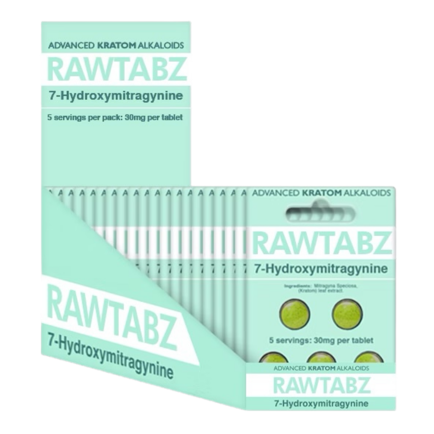 RawTabz™ 7-Hydroxymitragynine Kratom 5 Pack 30mg High Potency Tablets (10 PACK)