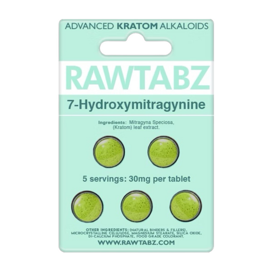 RawTabzâ„¢ 7-Hydroxymitragynine Kratom 5 Pack 30mg High Potency Tablets (10 PACK)