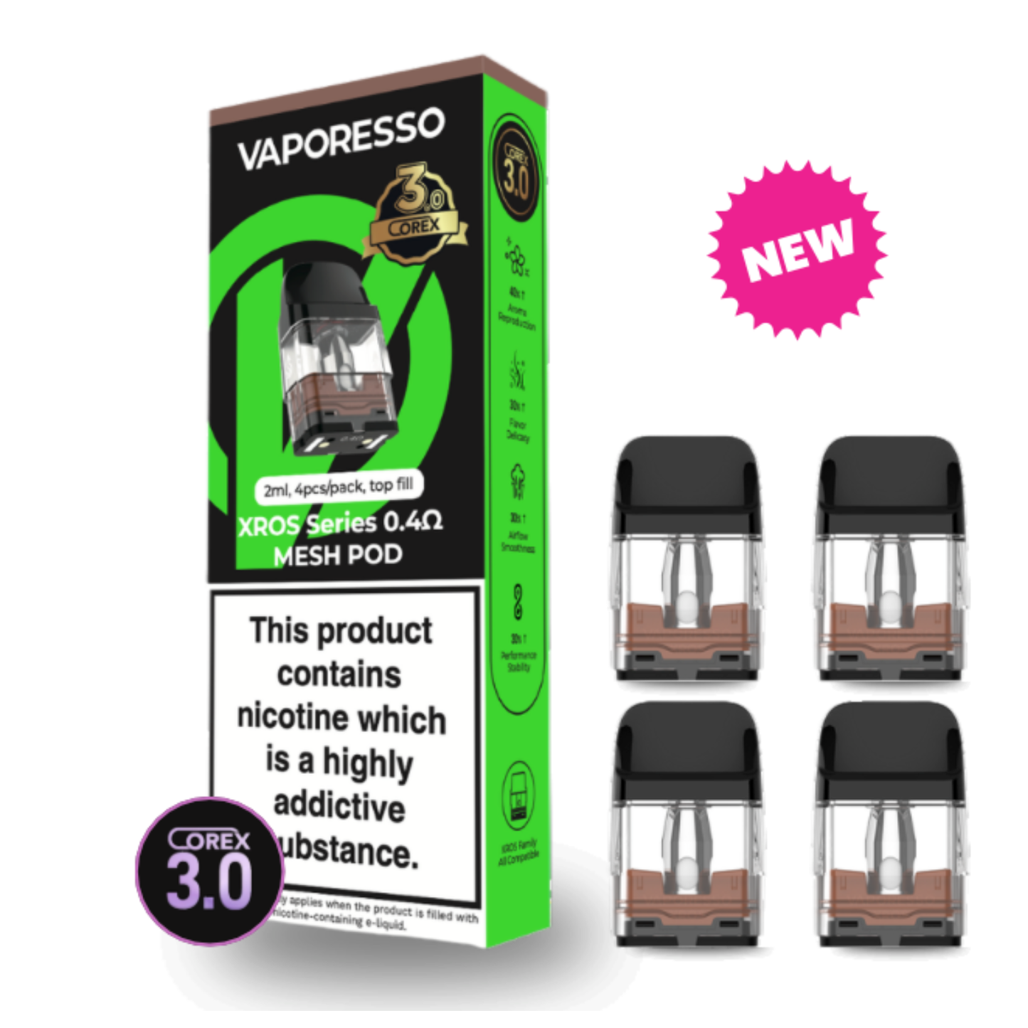 Vaporesso XROS Corex 3.0 Series Top Fill Mesh Pods | 4ct/Pack