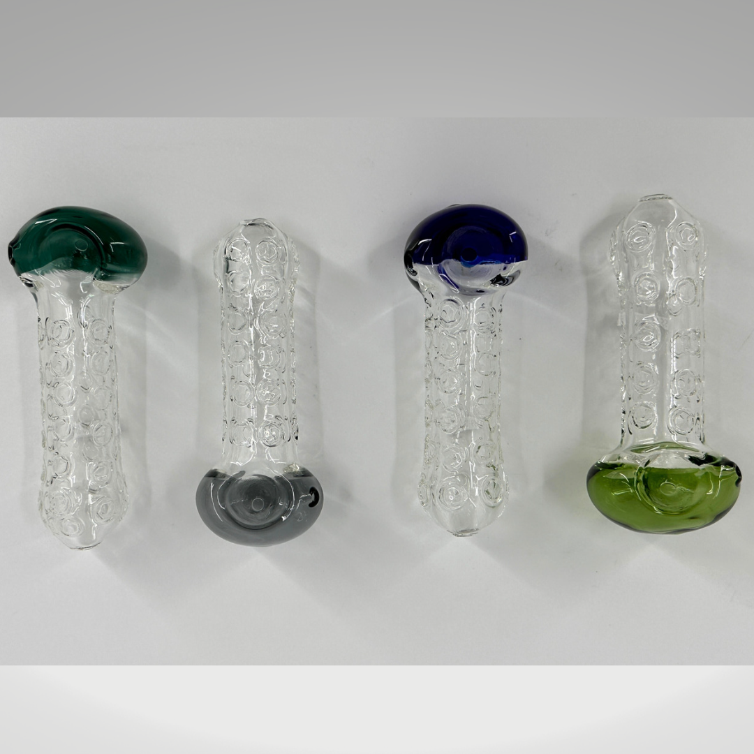 IS 4.5" Bubble Clear Tube Color Head Glass Hand Pipe | Assorted Color