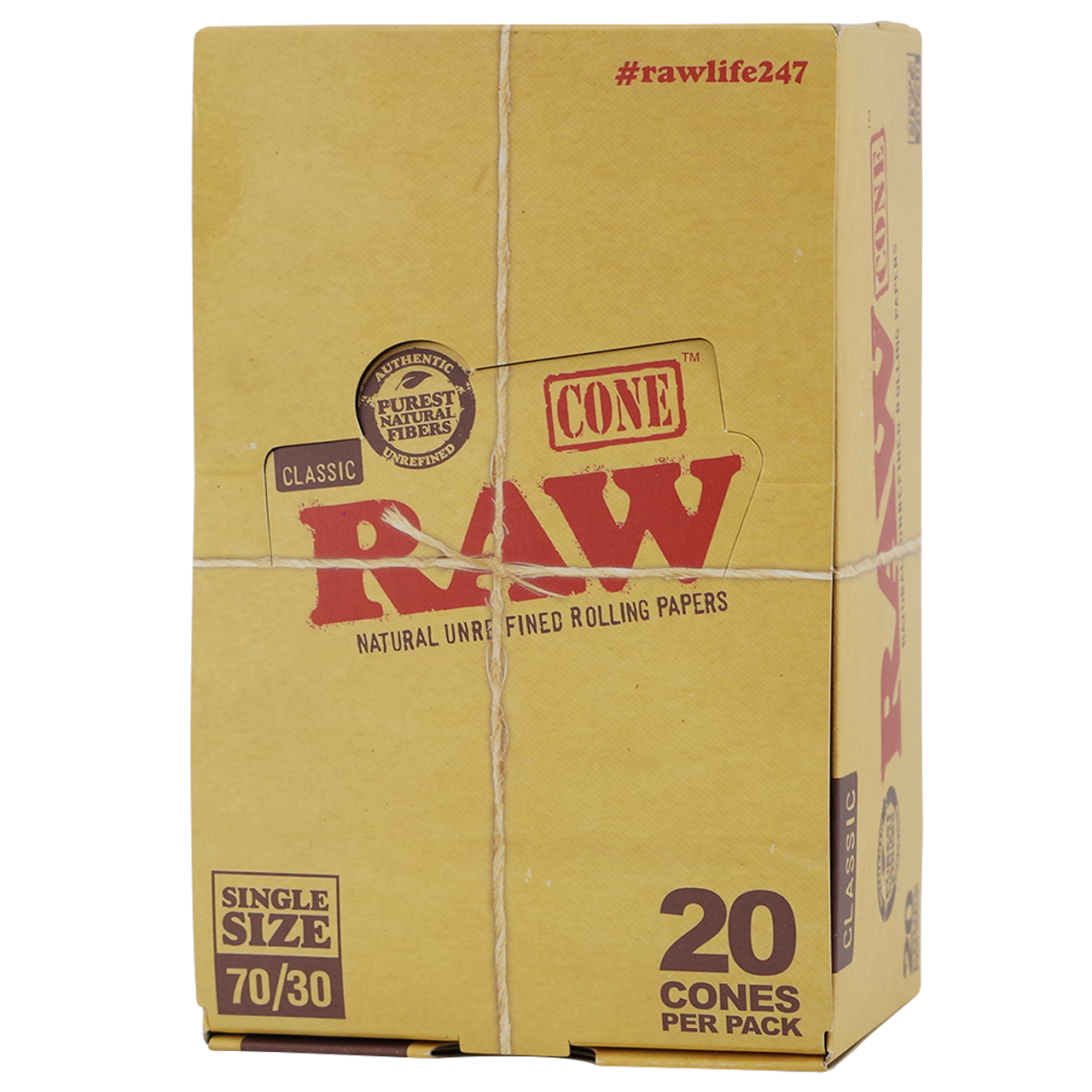 RAWthentic Classic 70mm/30mm Cones 20 Pack | 12ct Display