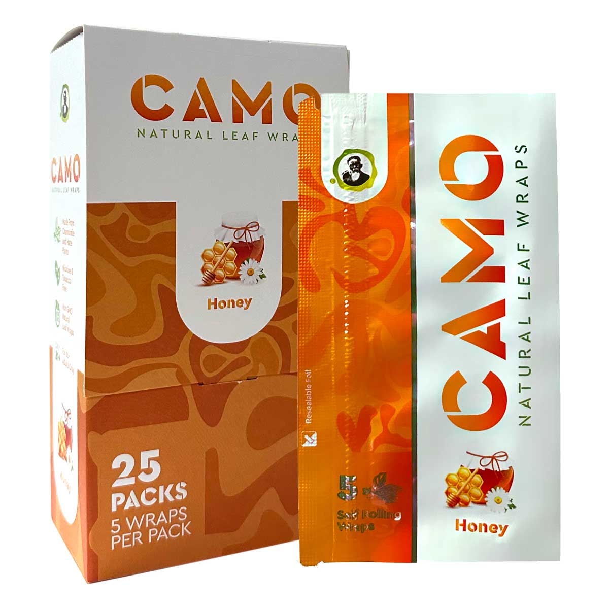 Camo Natural Leaf Wraps | 2 Pack | 25PK Display - Tobacco Free | Nicotine Free
