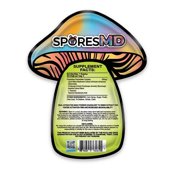 SPORESMD Psychedelic Blend Amanita Mushroom Gummies | 5 Gummy Pack | 1500MG