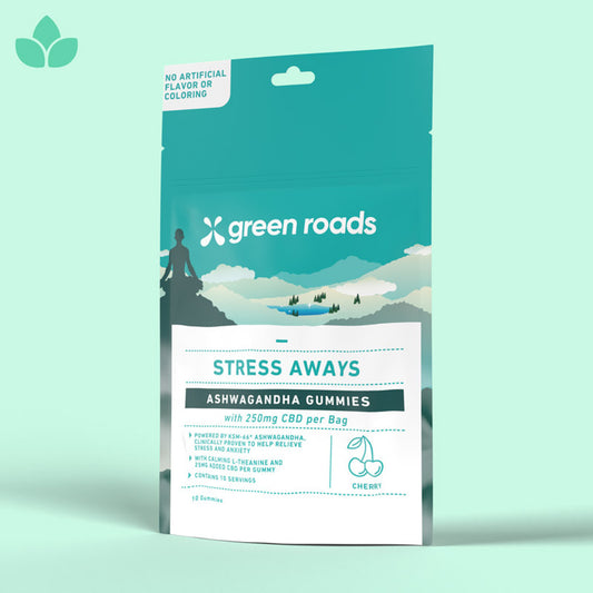 Green Roads Stress Aways Ashwagandha Gummies | 250MG 10ct Bags