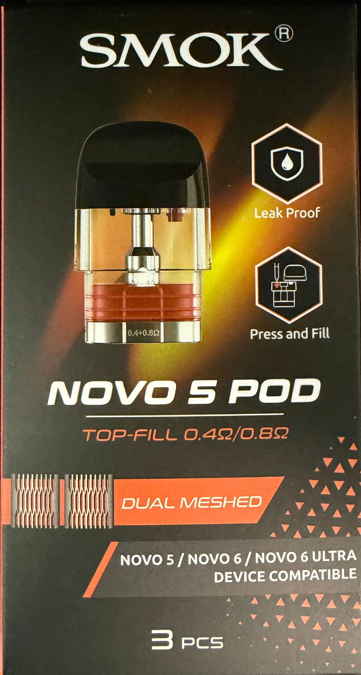 SmokTech Novo 5 Novo 6 Mesh MTL 0.7ohm - 0.6 Replacement Pods 3Ct Pack