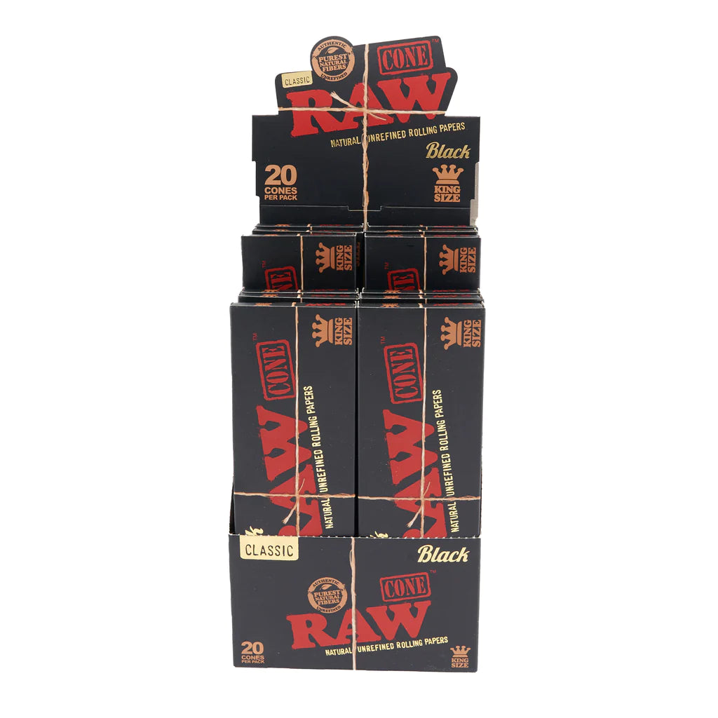 RAWthentic Black King Size Cones | 20 Cones Per Pack