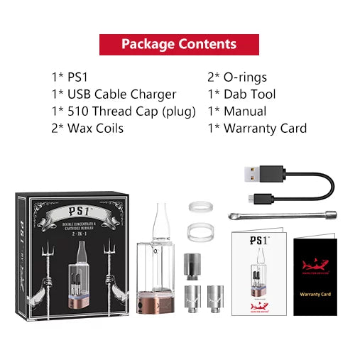 Hamilton Devices PS1 | 510T 2-IN-1 Vape Cartridge & Concentrate Bubbler