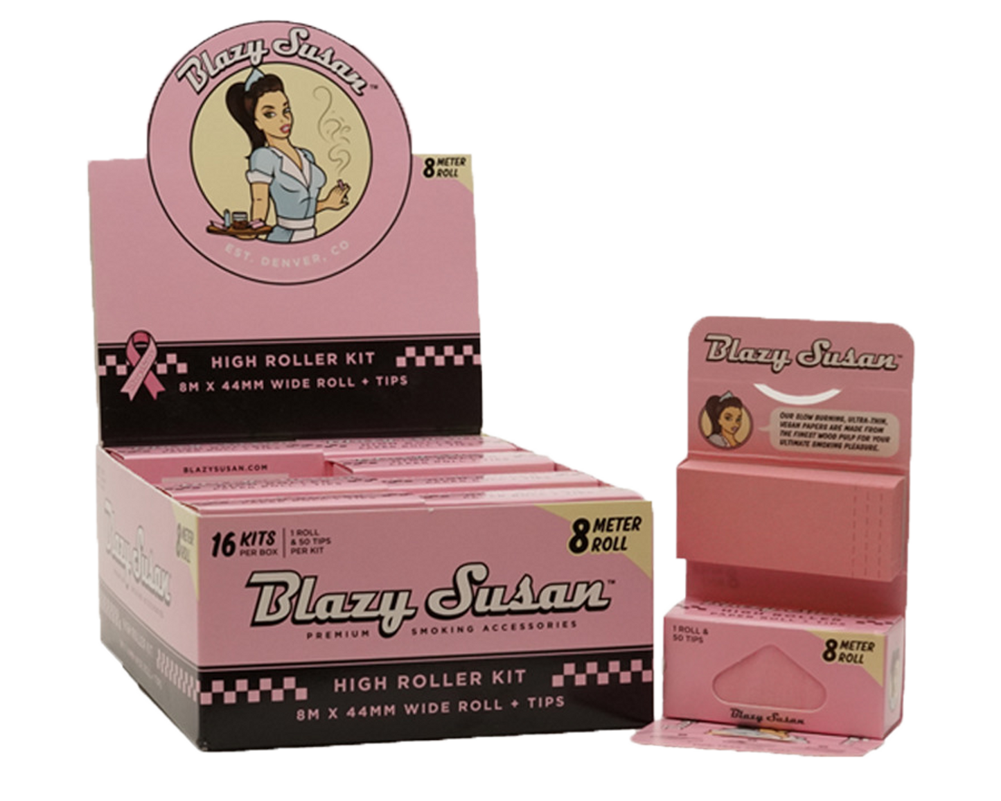 Blazy Susan® Pink High Roller 8-Meter x 44mm Wide Roll | 16 Packs per Display