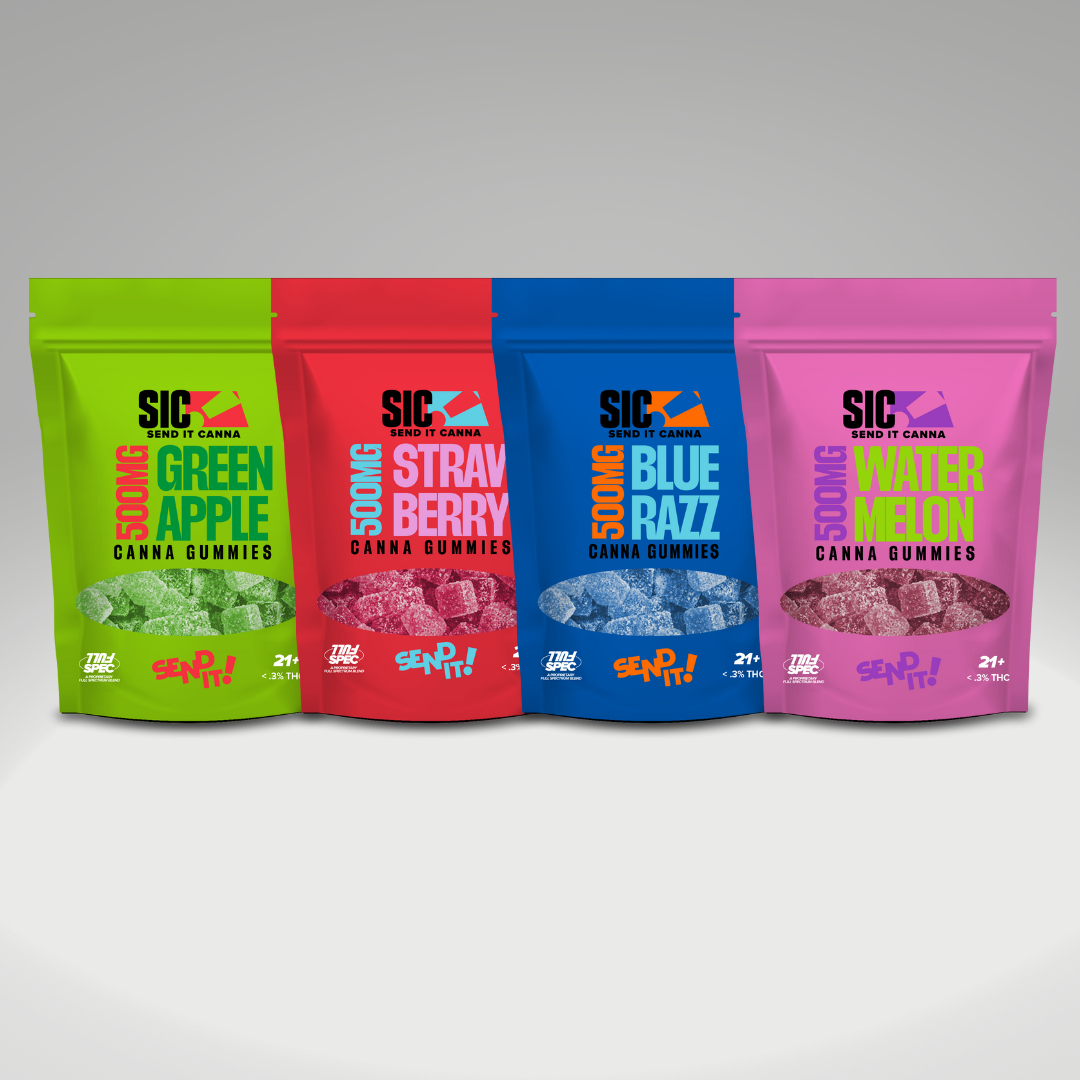 Full Send It Canna Gummies 500MG 15 Pcs Per Pouch | 5 Pouches Per Box