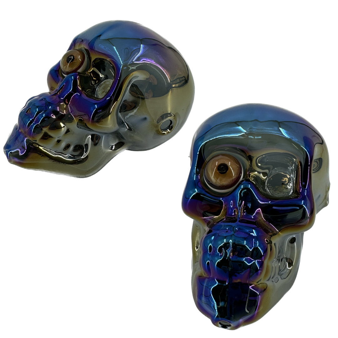 IS 3" Skull Design 3" Iridescent Hand Pipe | 197G