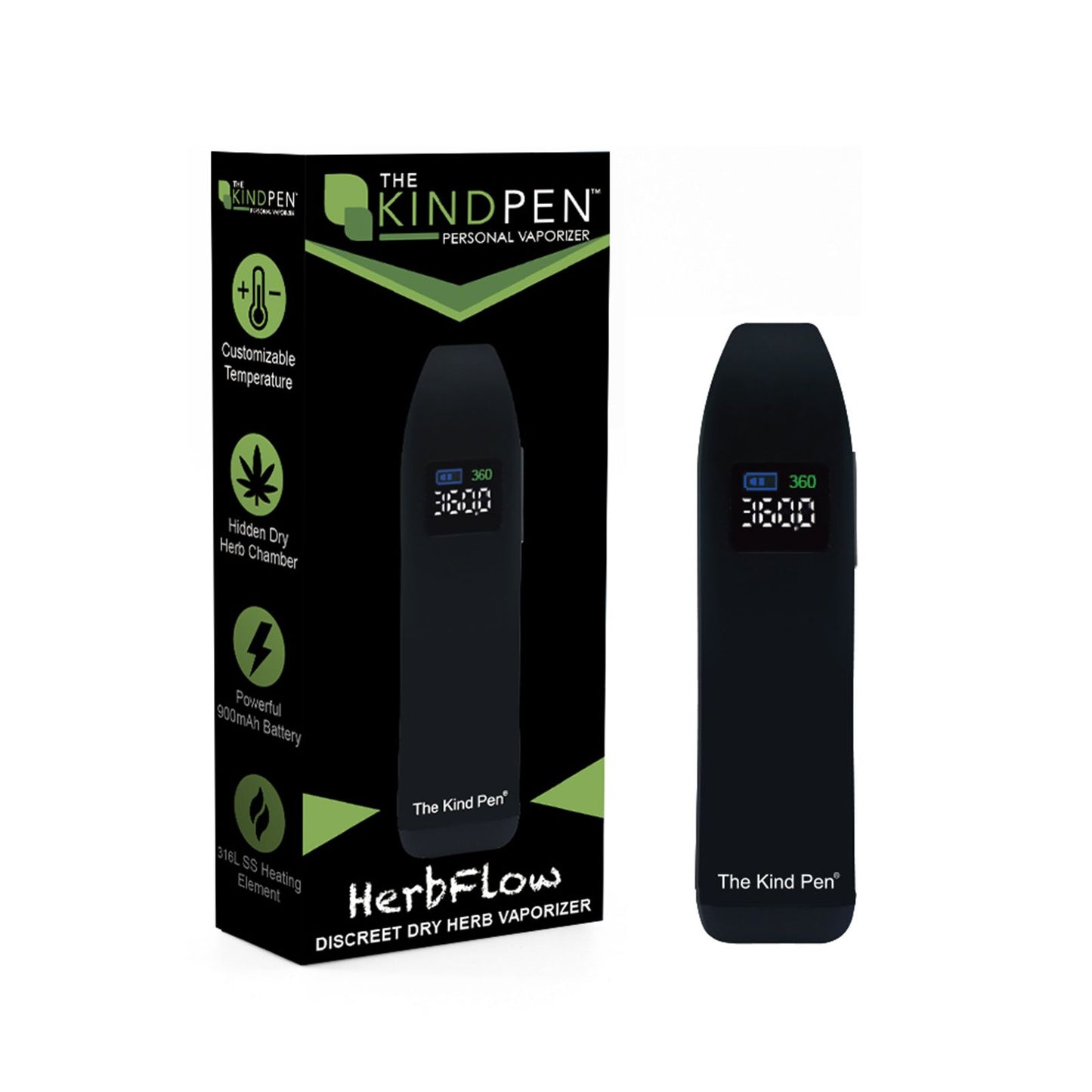 The Kind Pen HERBFLOW Dry Herb Vaporizer | 900mAH Power & Pure Airflow