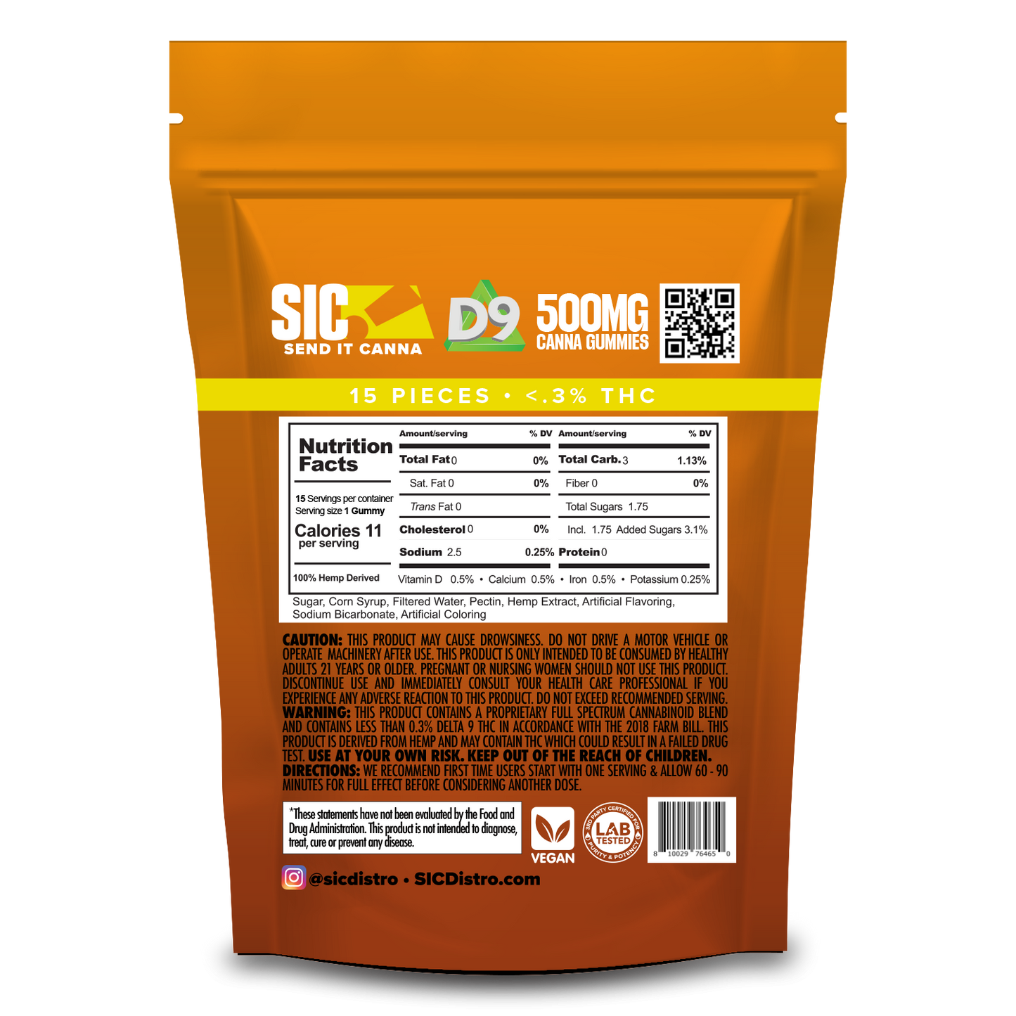 Full Send It Canna D9 Gummies 500MG 15 Pcs Per Pouch | 5 Pouches Per Box