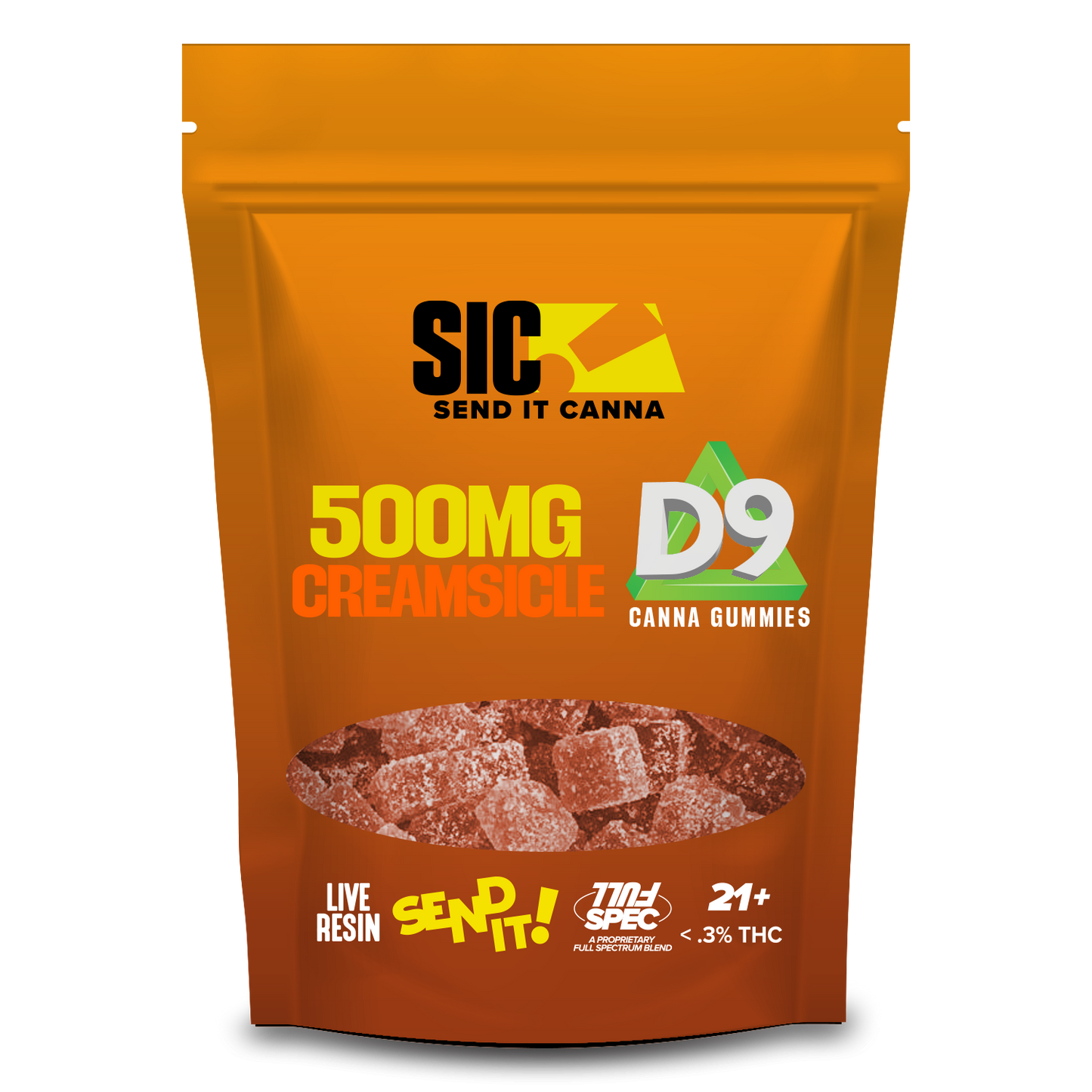 Full Send It Canna D9 Gummies 500MG 15 Pcs Per Pouch | 5 Pouches Per Box