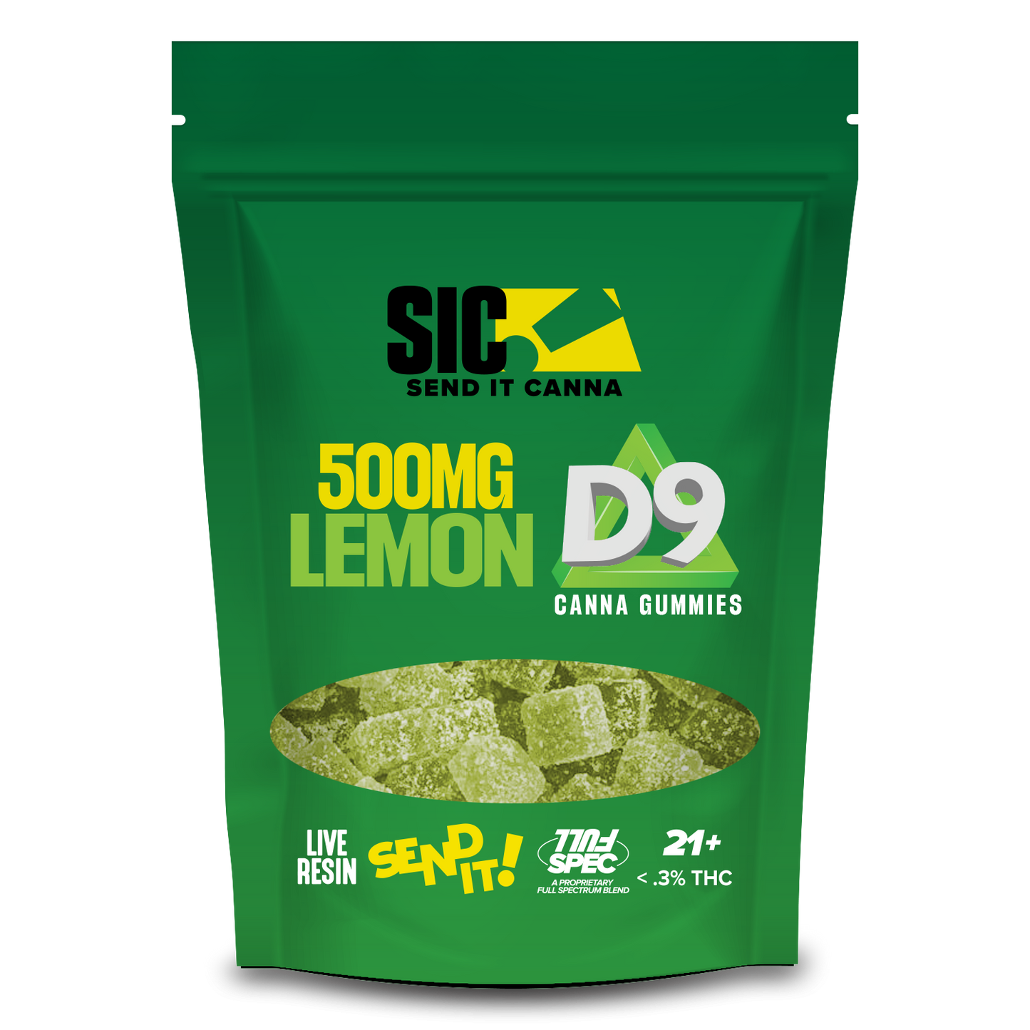 Full Send It Canna D9 Gummies 500MG 15 Pcs Per Pouch | 5 Pouches Per Box