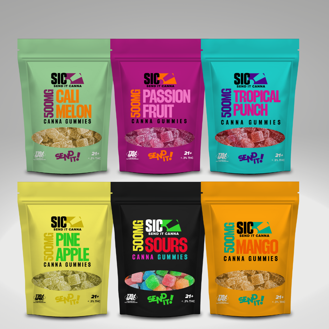 Full Send It Canna Gummies 500MG 15 Pcs Per Pouch - 5 Pouches Per Box