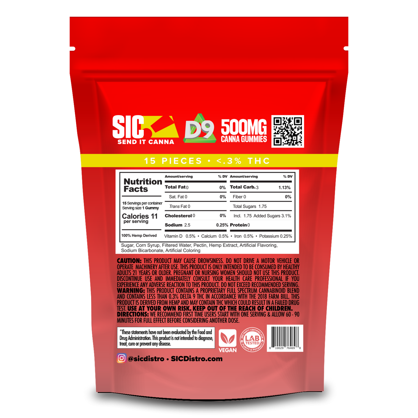 Full Send It Canna D9 Gummies 500MG 15 Pcs Per Pouch | 5 Pouches Per Box