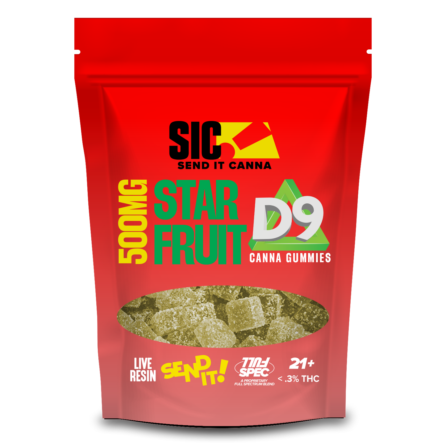 Full Send It Canna D9 Gummies 500MG 15 Pcs Per Pouch | 5 Pouches Per Box
