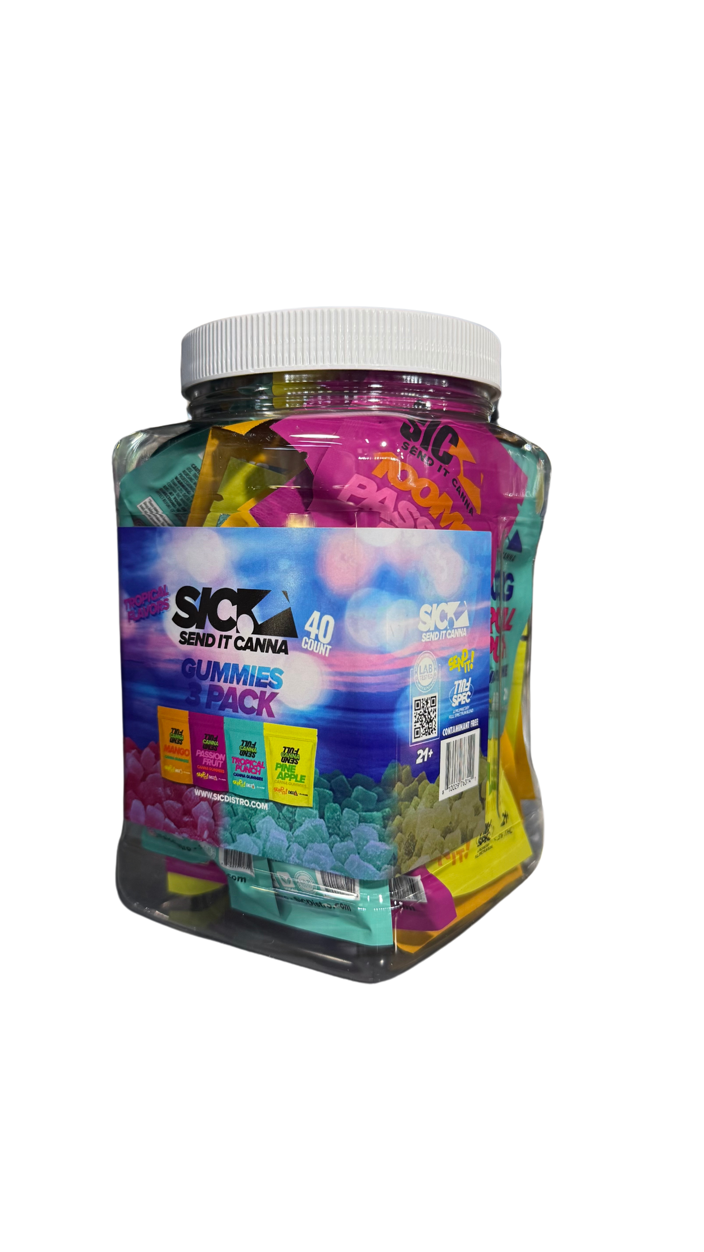 Full Send It Canna Gummies – 3ct Packs | 40-Pack Display Jar