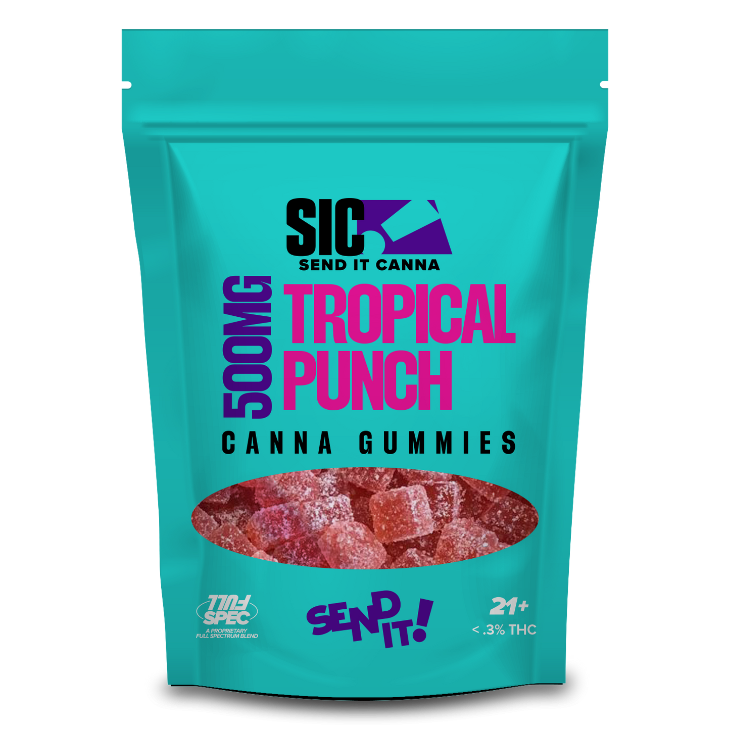 Full Send It Canna Gummies 500MG 15 Pcs Per Pouch - 5 Pouches Per Box