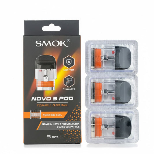 SmokTech Novo 5 Novo 6 Mesh MTL 0.7ohm - 0.6 Replacement Pods 3Ct Pack