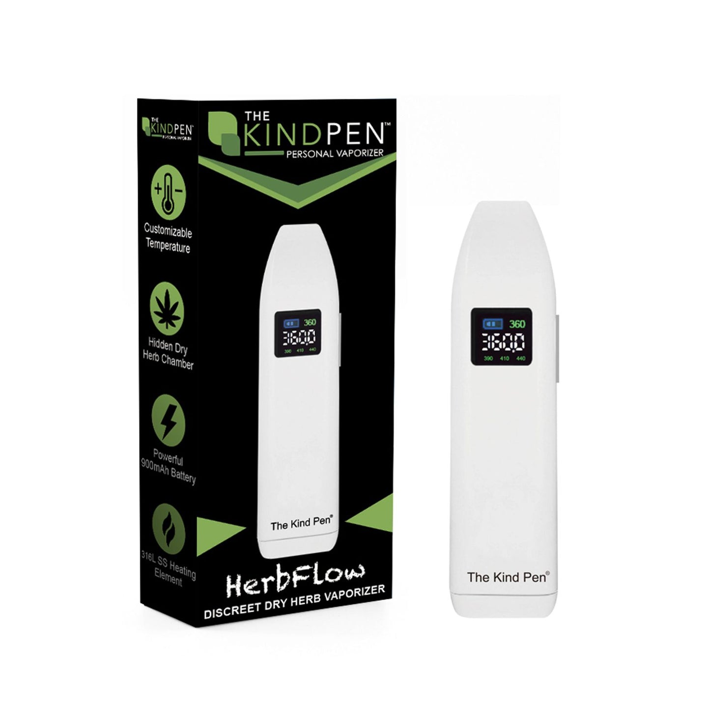 The Kind Pen HERBFLOW Dry Herb Vaporizer | 900mAH Power & Pure Airflow