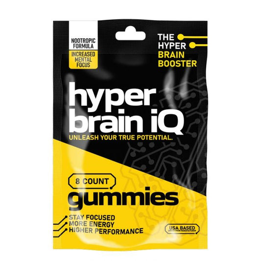 Hyper brain iQ Focus Gummies 8 Counts Per Bag 12 Bags in a Display Box or 30 Counts Per Bottle