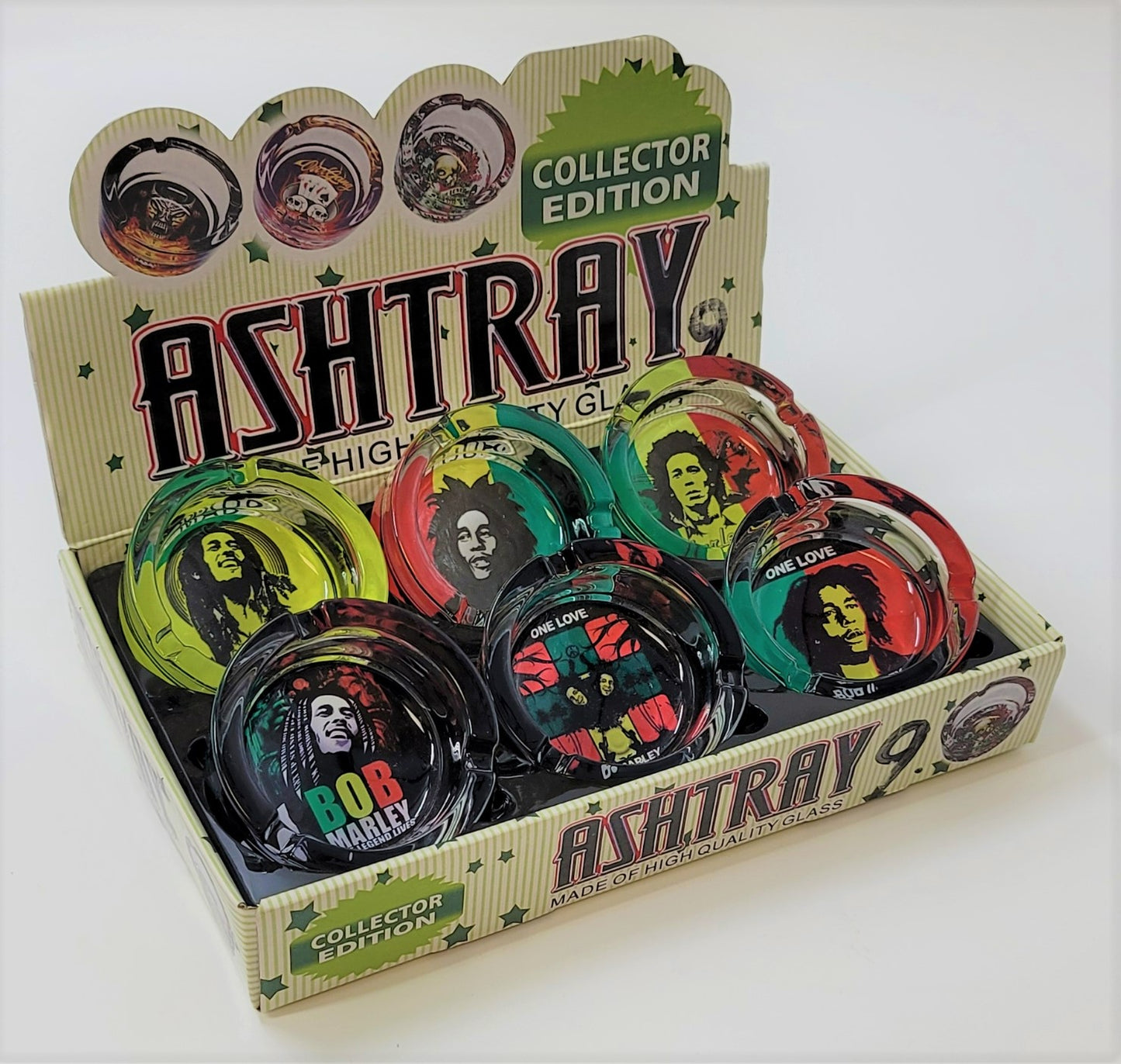90MM Durable Glass Ashtrays - Pack of 6