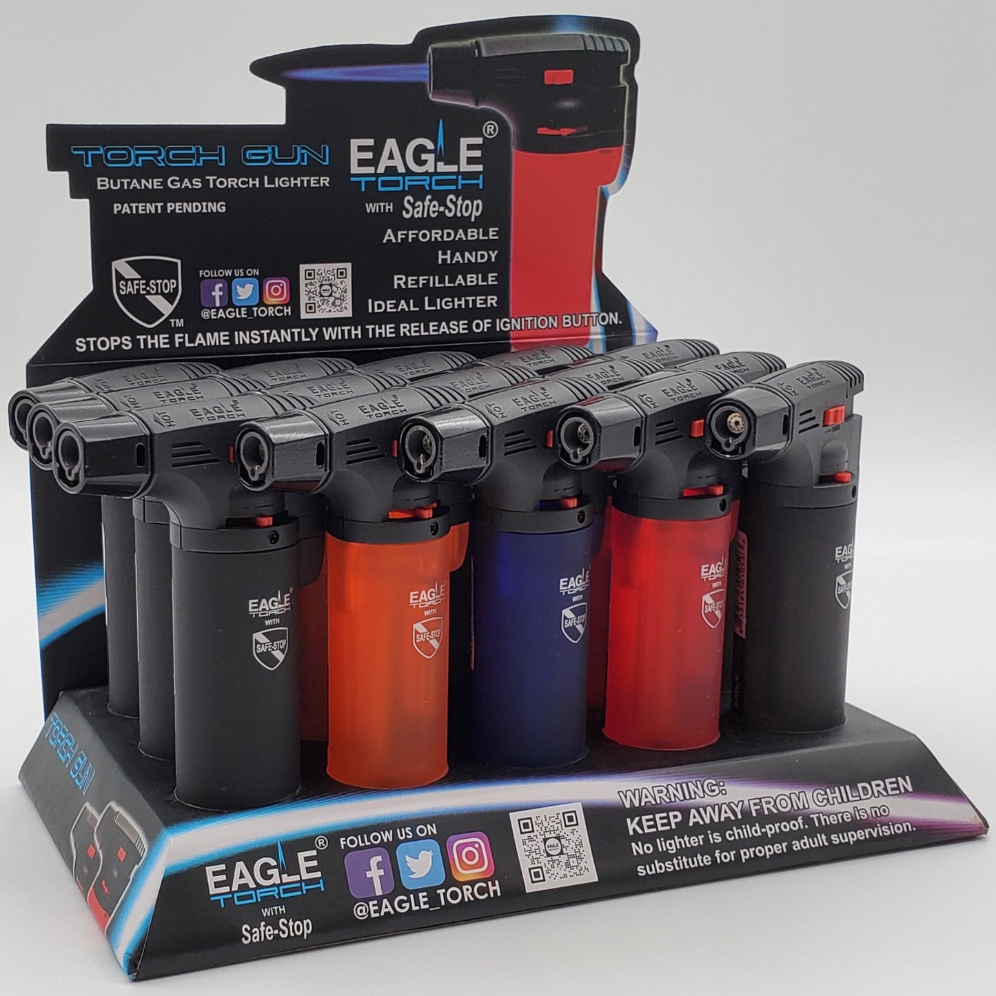 Eagle Torch Gun 4" Assorted Colors Display 15ct/Box