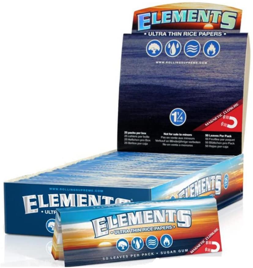 Elements Ultra Thin Rice Papers 1-1/4 / King Size / King Size Slim + Tips
