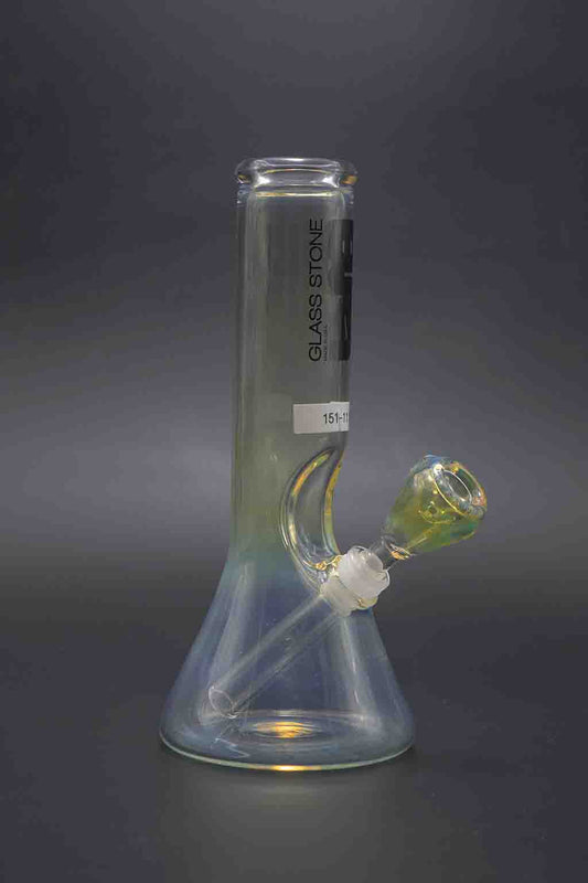 Glass Stone Water Pipes - 9"-10" 50mm Silver Fumed Beaker Bottom