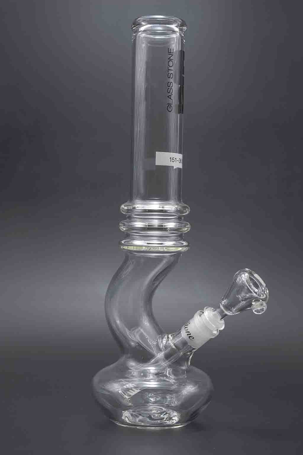 Glass Stone Water Pipes - 50mm Extra Heavy 14"-15" Silver Fumed