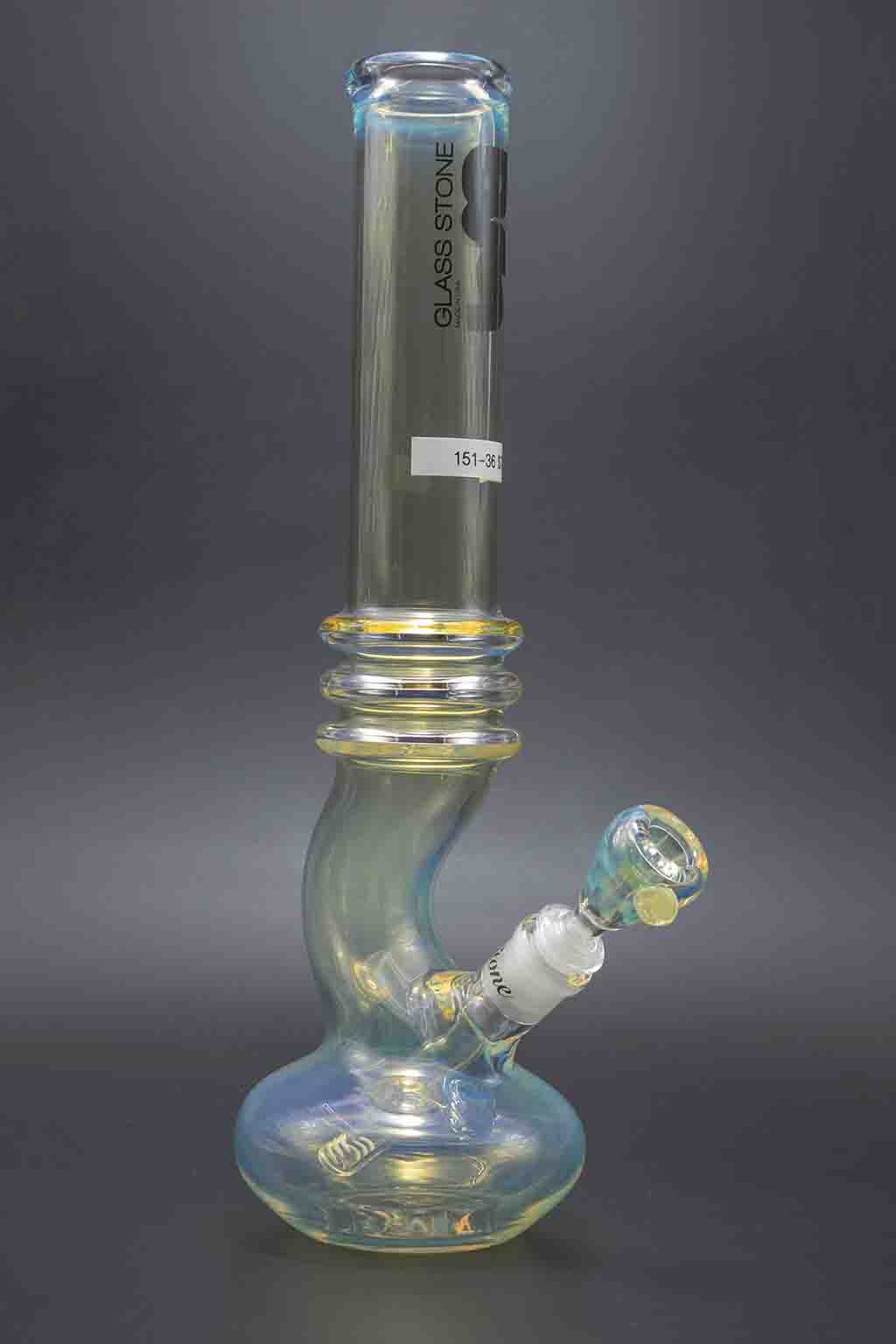 Glass Stone Water Pipes - 50mm Extra Heavy 14"-15" Silver Fumed