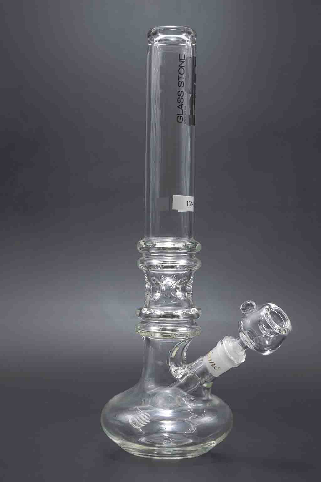 Glass Stone Water Pipes - 46mm Extra Heavy 14"-15" Silver Fumed