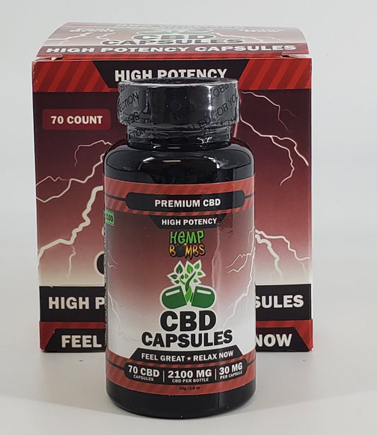 Hemp Bombs Premium CBD High Potency Capsules - 30MG Per Capsule - Multiple Sizes