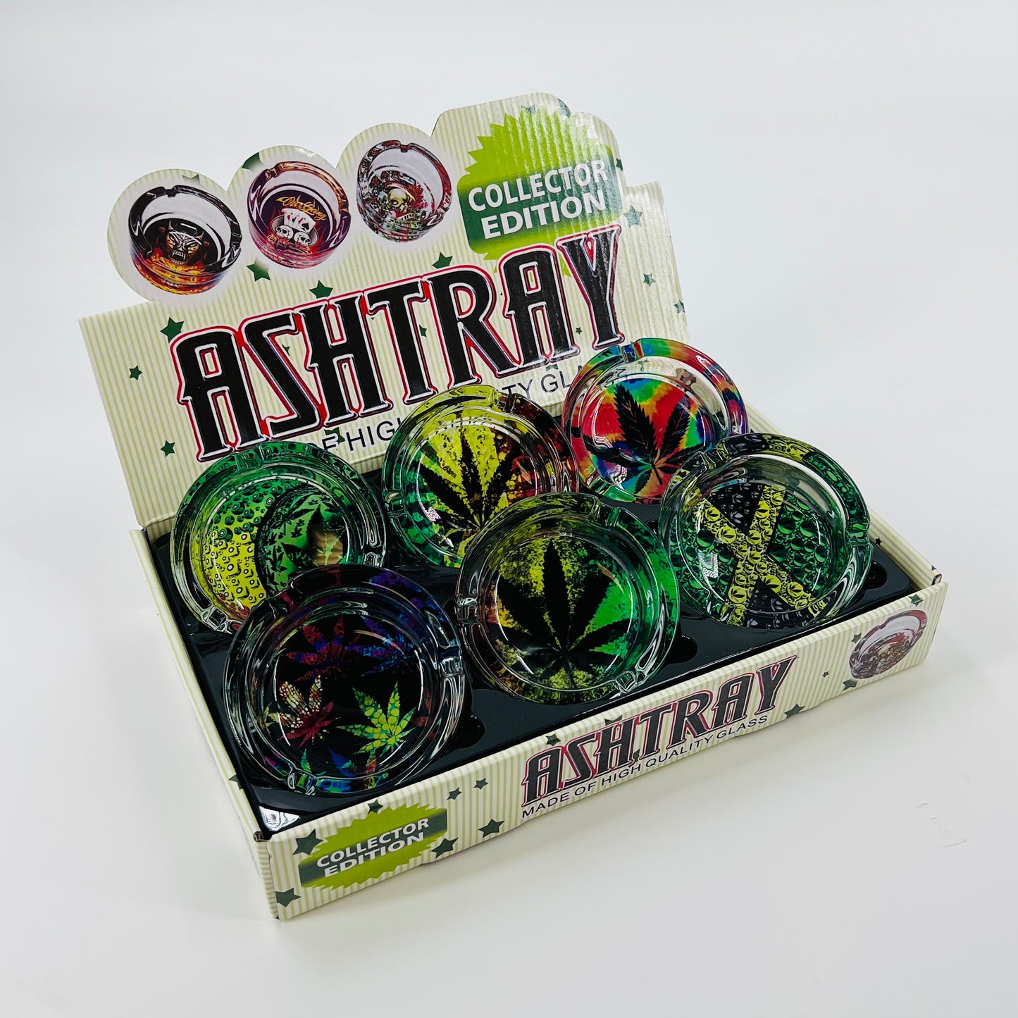 90MM Durable Glass Ashtrays - Pack of 6