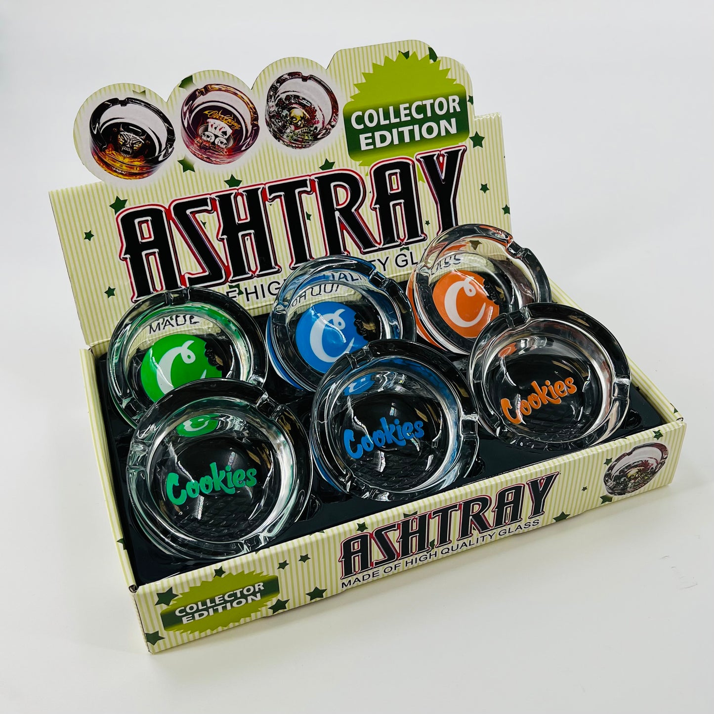 90MM Durable Glass Ashtrays - Pack of 6