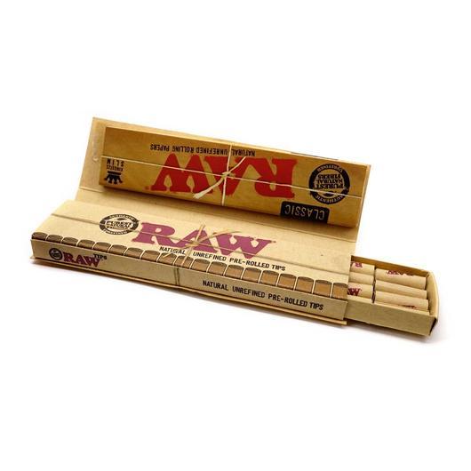 RAWthentic Masterpiece 1 1/4 Classic Rolling Paper with Re-Usable Pre-Rolled Tips | 24 Packs