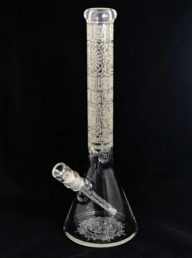 Illuminati 18" Golden Mayan King - Glow In The Dark - Water Pipe
