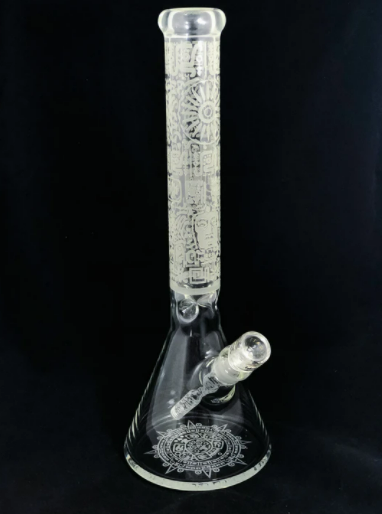 Illuminati 18" Golden Mayan King - Glow In The Dark - Water Pipe