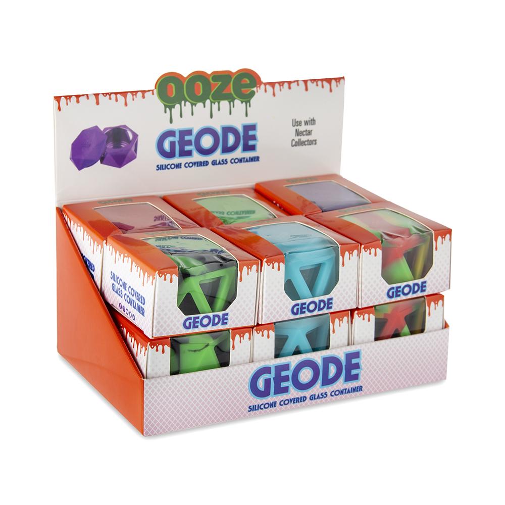 Ooze Geode Silicone & Glass Container Display - 12ct Display Assorted Colors