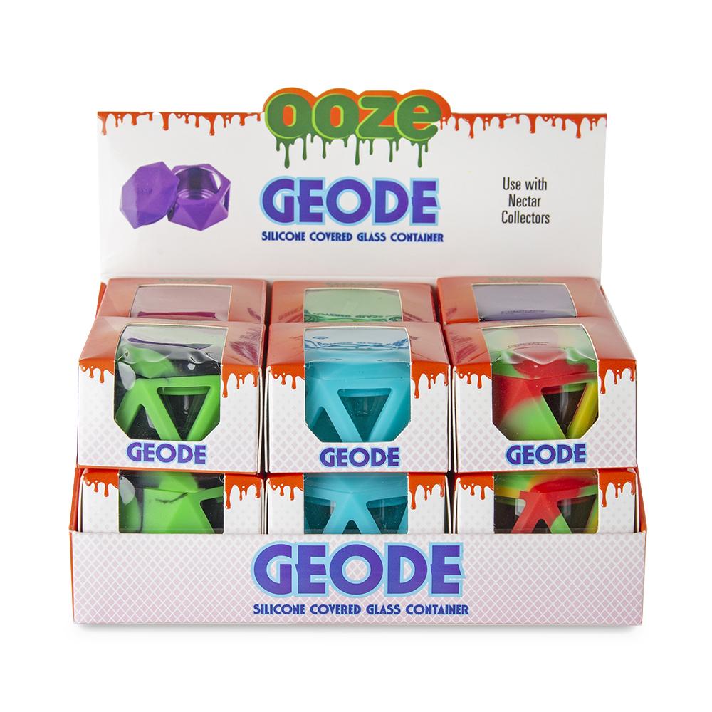Ooze Geode Silicone & Glass Container Display - 12ct Display Assorted Colors