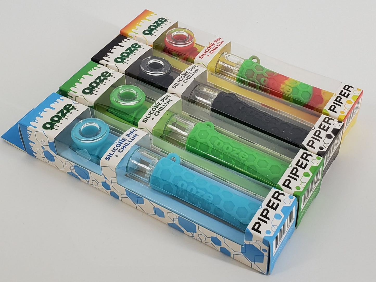 Ooze Piper 2-in-1 Silicone Pipe Chillum - Display of 12
