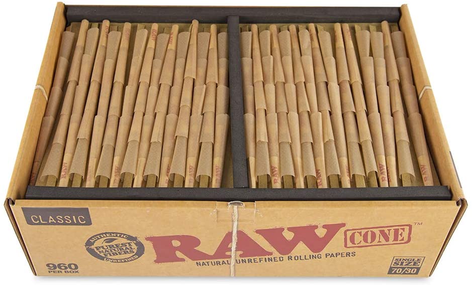 RAWthentic Classic Cones Single Size 70/30 - 960 Count Bulk Box