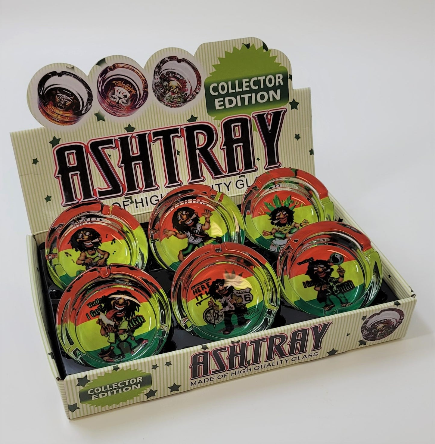 90MM Durable Glass Ashtrays - Pack of 6