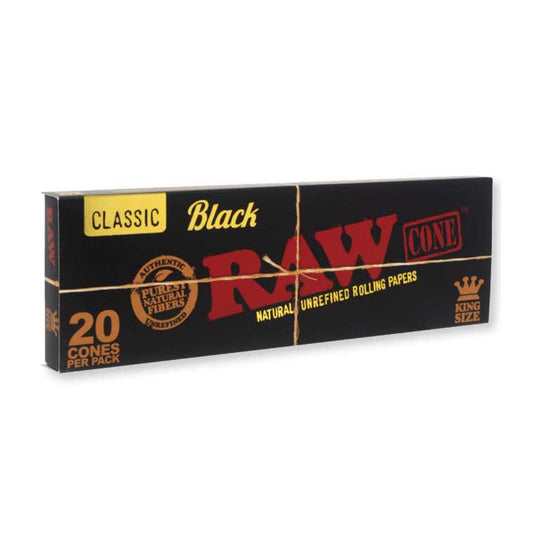 RAWthentic Black King & 1-1/4 Size Cones | 20 Cones Per Pack