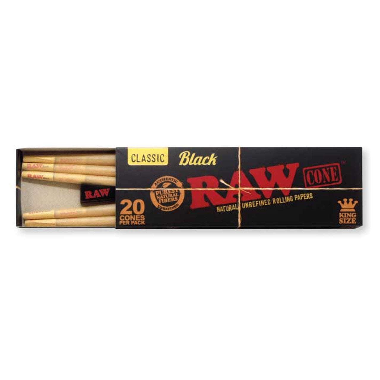 RAWthentic Black King Size Cones | 20 Cones Per Pack