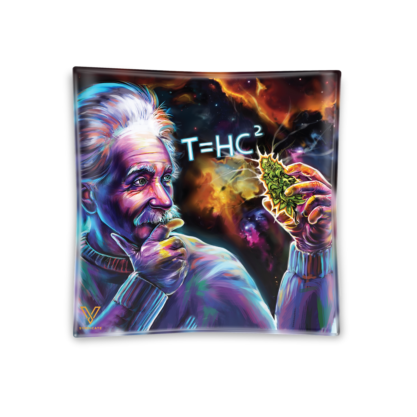 V Syndicate Blazin' Shatter Resistant Glass Ashtray 4.25" x 4.25" - Assorted Designs