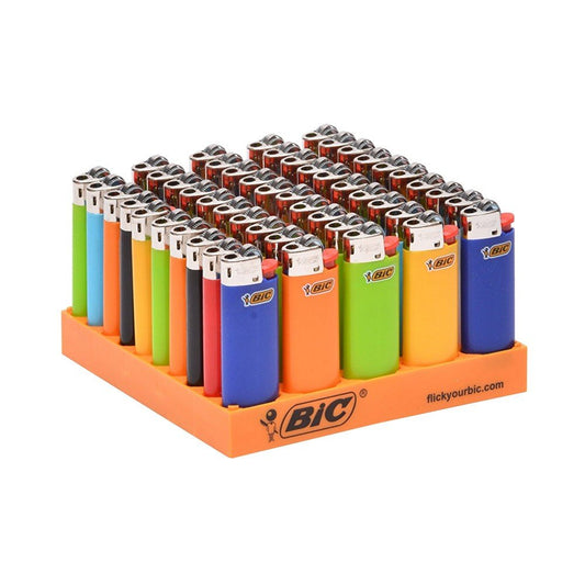 BIC Lighters – 50 Count Display (Assorted Solid Colors, Regular & Mini Sizes)