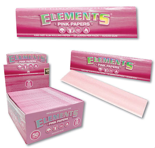 Elements PINK King Size Slim & 1-1/4 Slow Burning Rolling Papers