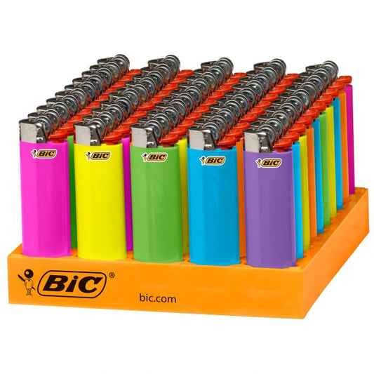 BIC Lighters – 50 Count Display (Assorted Solid Colors, Regular & Mini Sizes)